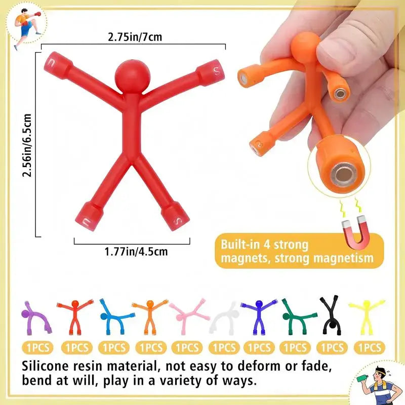 10-Pack Silicone Magnetic Fridge Magnets - Fun Sensory Fidget Toys for Stress Relief, Travel, and Gifting!