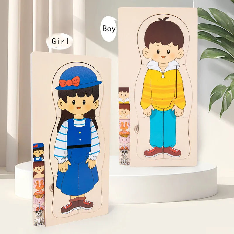 Explore the Wonders of the Human Body with Our Multi-Layer Wooden Puzzle - Perfect Montessori Learning Toy for Kids Aged 3-6!