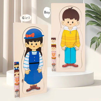 Explore the Wonders of the Human Body with Our Multi-Layer Wooden Puzzle - Perfect Montessori Learning Toy for Kids Aged 3-6!