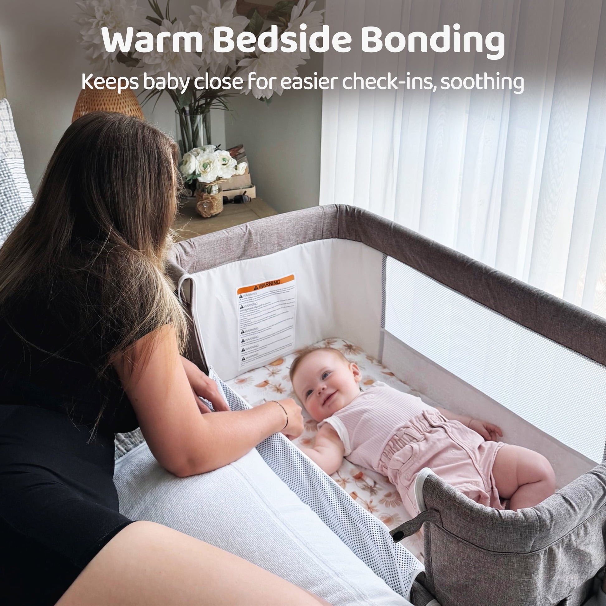 Versatile 3-in-1 Khaki Baby Bassinet: Your Ultimate Bedside Sleeper & Cradle Solution