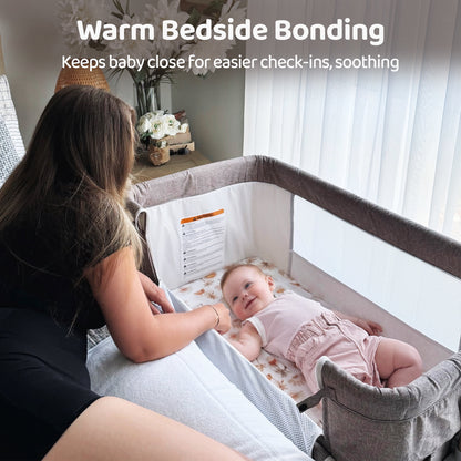 Versatile 3-in-1 Khaki Baby Bassinet: Your Ultimate Bedside Sleeper & Cradle Solution