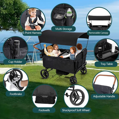 Versatile Lightweight Wagon Stroller for 4 Kids - Perfect for Family Adventures!